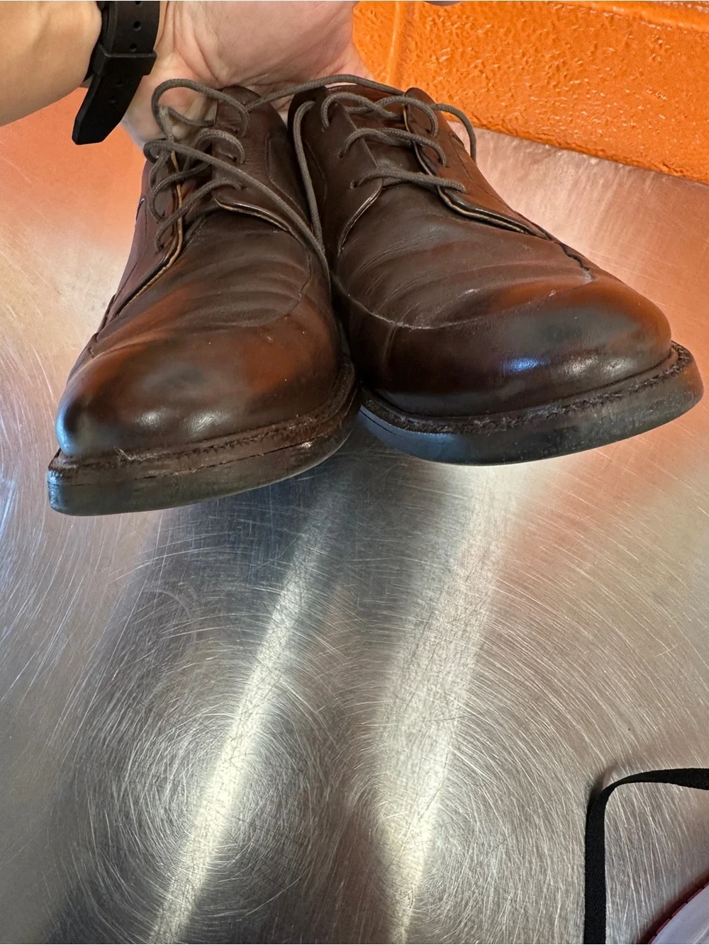 Cole Haan Grand.OS Brown Leather Apron Toe Derby Dress Shoes Men’s 9.5M